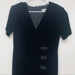 Vintage Black Velvet Maxi Gown with Leg Slit